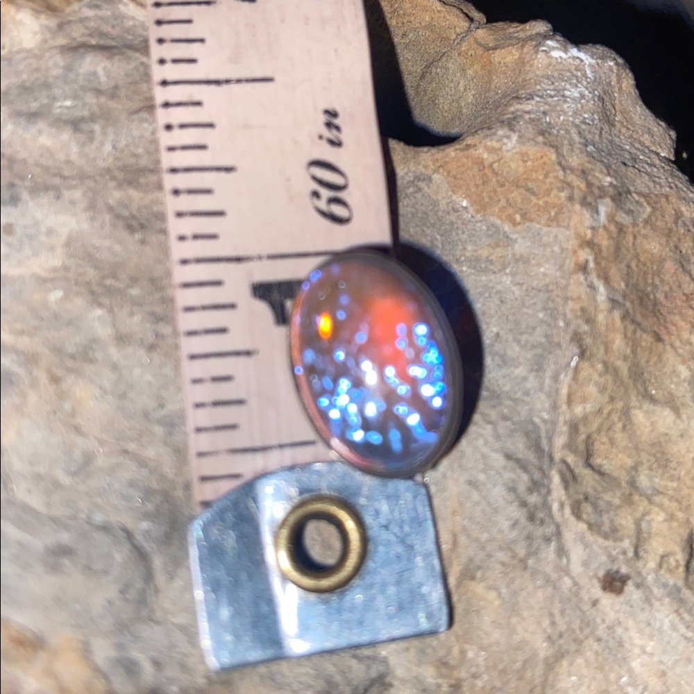 Vintage Iridescent Dichroic Glass Oval Mini Broach - Picture 4 of 4